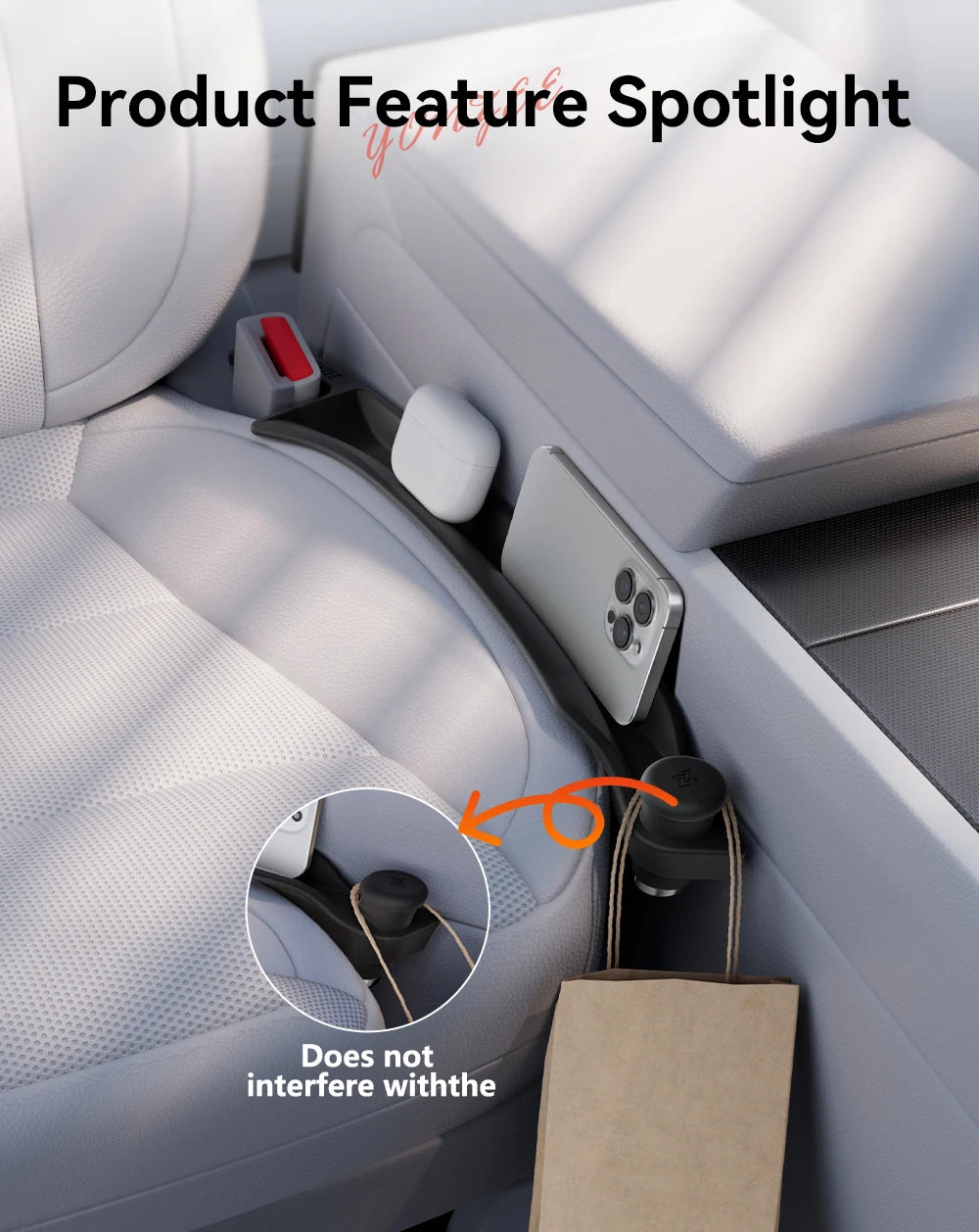 Car Seat Gap Filler with Emergency Safety Hammer for Tesla and All Vehicles