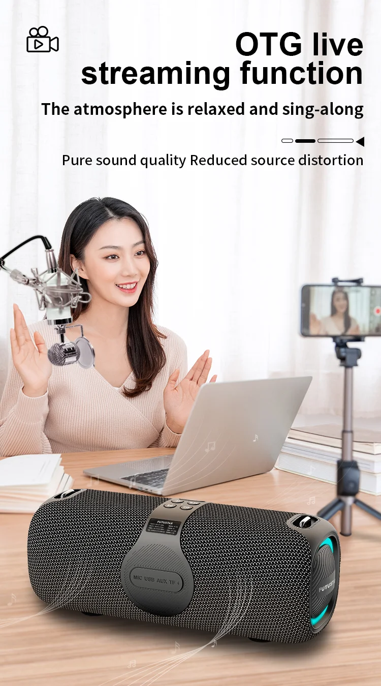 Outdoor portable wireless Bluetooth speaker 120W high-power karaoke speaker RGB subwoofer TWS/TF/AUX party karaoke speaker