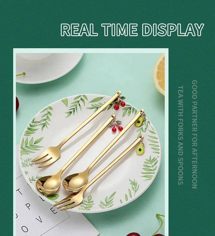 Cute Metal Pendant 304 Stainless Steel Spoon Hollow for Ice Cream Tea Dessert Coffee Scoops Kitchen Tableware Accessories