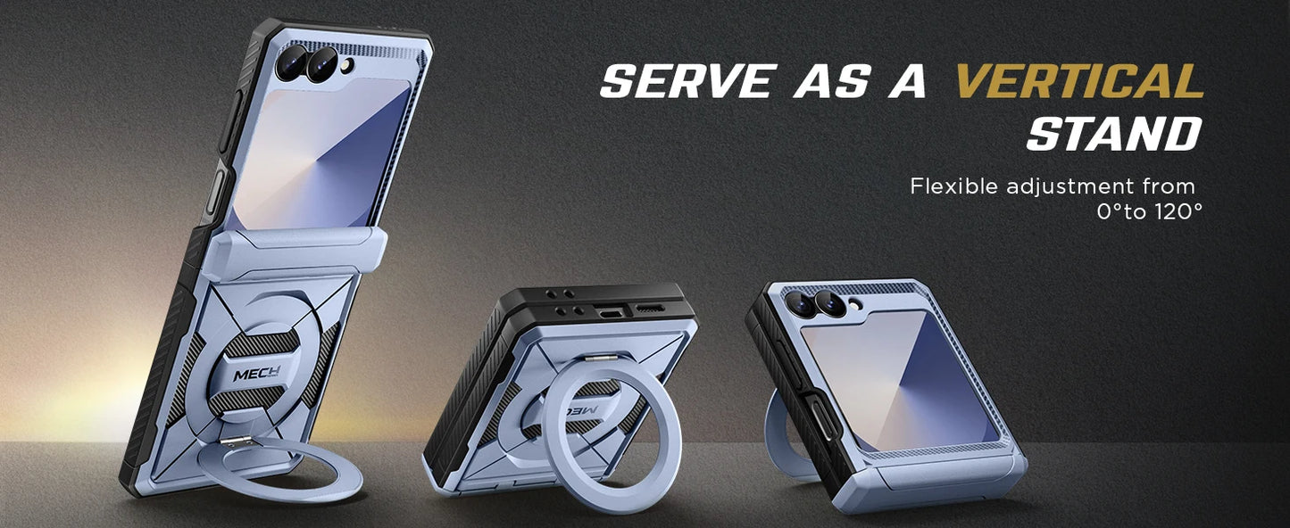 For Z Flip 7 FE/Z Flip 6 Cases Built-in  Ring Stand with Magsafe Full Coverage Hinge Protection Screen Protector Cover