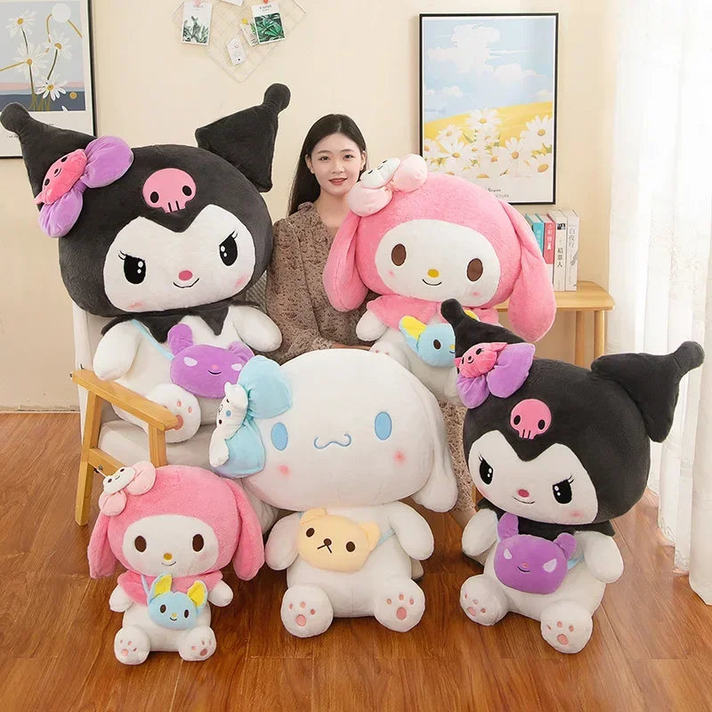 Sanrio Kuromi Plush Dolls 40/50cm Kawaii My Melody Cinnamoroll Soft Stuffed Animals Anime Figure Pillow Cartoon Decor Kids Toys