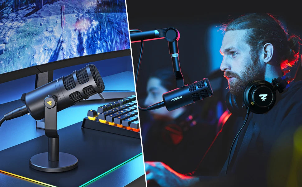 Dynamic XLR PC Microphone All Metal Gaming Broadcast Recording Streaming Works for Audio Interface Sound Card Mixer PD100