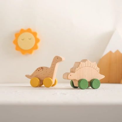 Wooden Baby Dragging Stars Moon Surround Car Beech Baby Toys Car Montessori Toys Hand Coordination Toy Handmade Decoration Gifts