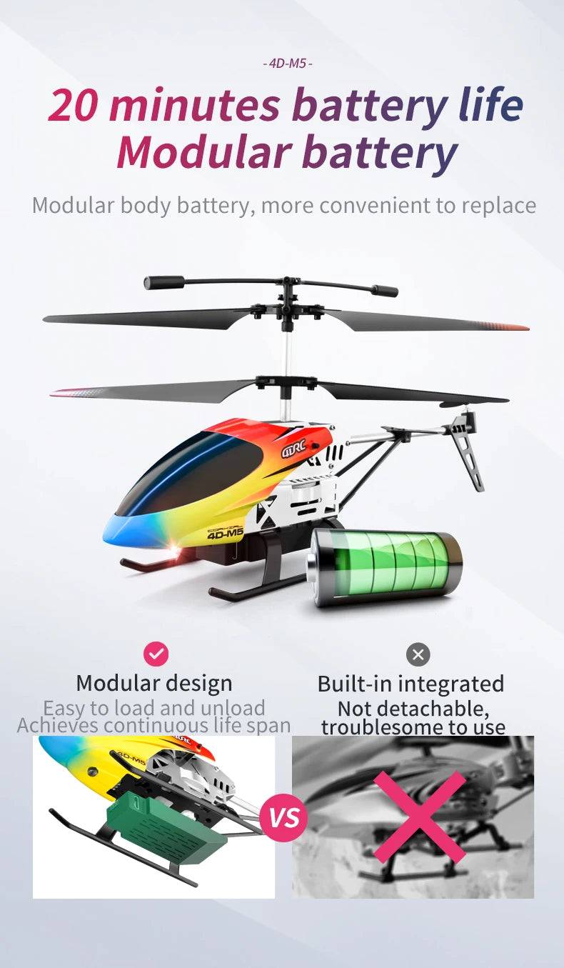 4DRC M5 Remote Control RC Helicopter with Gyro Altitude Hold Drone 3.5 Channel Aircraft Indoor Flying Toy Gift for Boys Girl