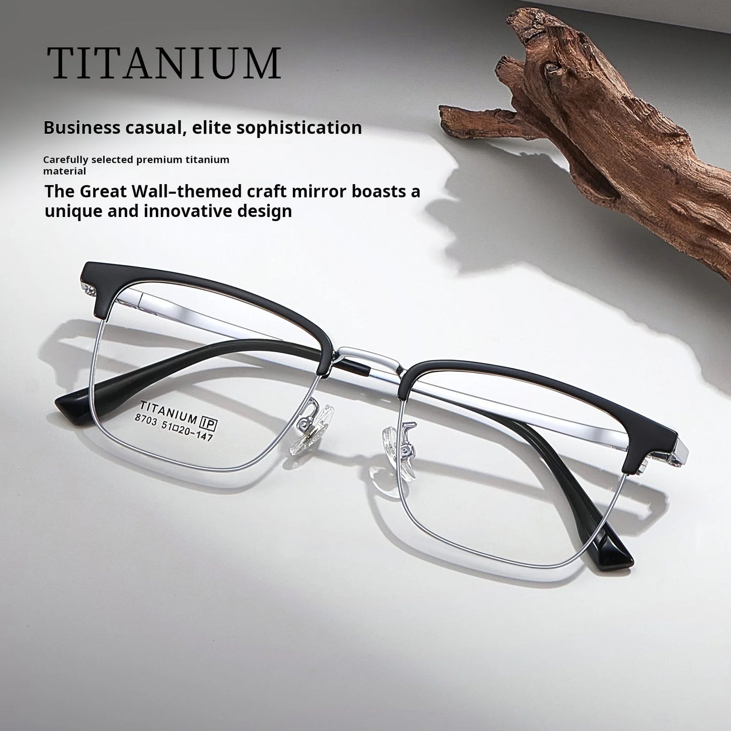 Retro Square Lightweight Titanium Eyeglasses Frames