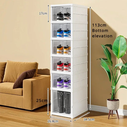 Shoe Organizer Foldable Plastic Shoe Storage Boxes for Sneakers Stackable Dustproof Transparent Cabinet Multi Layer Shoes Rack