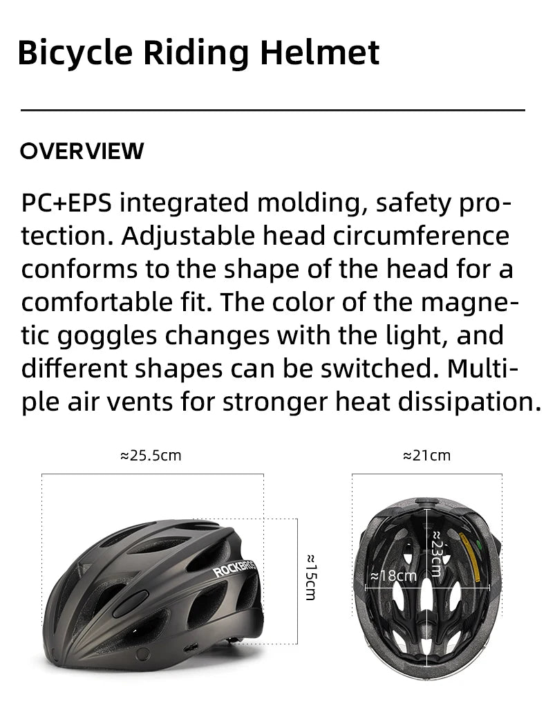 Bike Helmet with Photochromic Len Visor Wind-breaking Brim Bike Helmet Adult MTB Road Riding Cycling Helmet