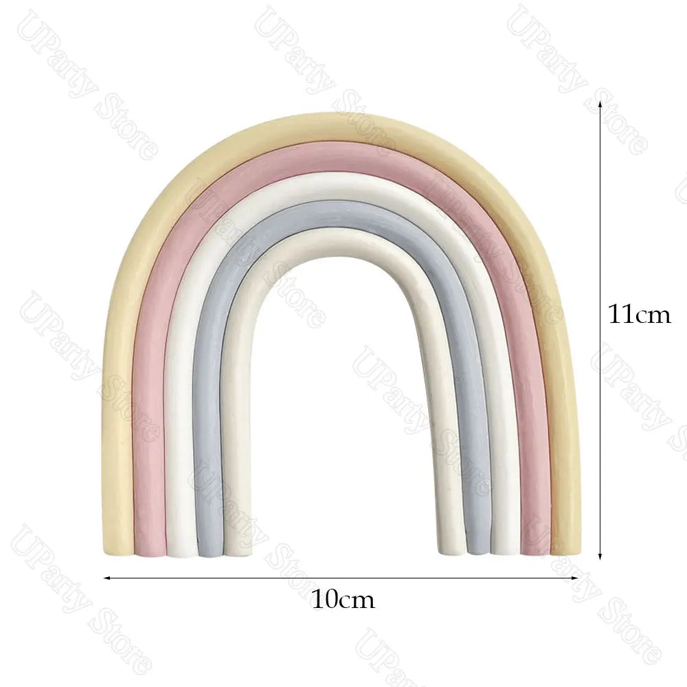 1 Set Pink Bear Cake Toppers Boho Rainbow Nude  Pink Balls Cake Decorations for Birthday Baptism  Shower Party Favor