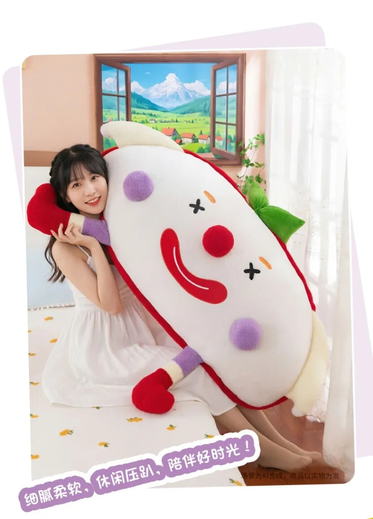 Cute Toast Clown Plush Toy Soft Bread Pillow