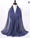 Muslim Chiffon Hijab Women Bubble Chiffon Scarf For Women Ladies Veil Muslim Islam Solid Color Malaysia Wrap Scarves