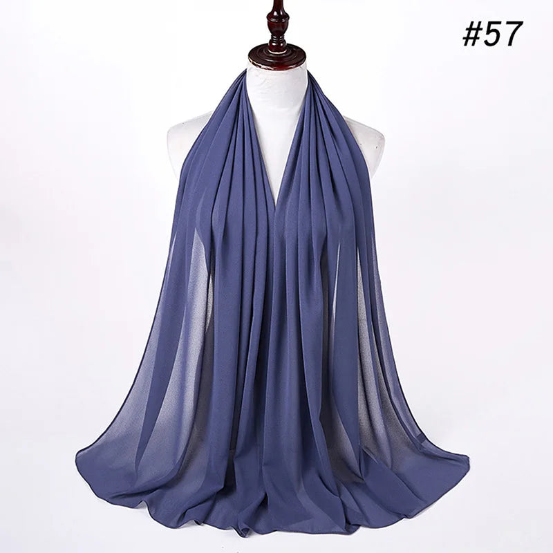 Muslim Chiffon Hijab Women Bubble Chiffon Scarf For Women Ladies Veil Muslim Islam Solid Color Malaysia Wrap Scarves