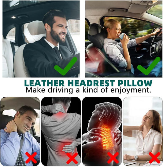 Memory Foam PU Leather Car Headrest Neck Pillow for Tesla Model 3 Y X S