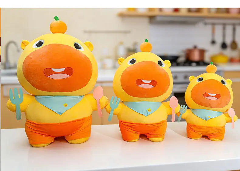Capybara Lulu Plush Toy With Fork Spoon Soft Stuffed Animal