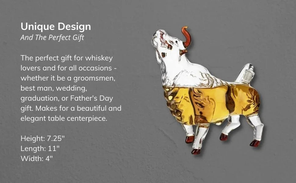 OX YEAR Whisky Glass Cow Decanter Whiskey Animal Bull Shaped Home Bar Wine Bottle For Liquor Scotch Drinkware Gift 1L Glassses