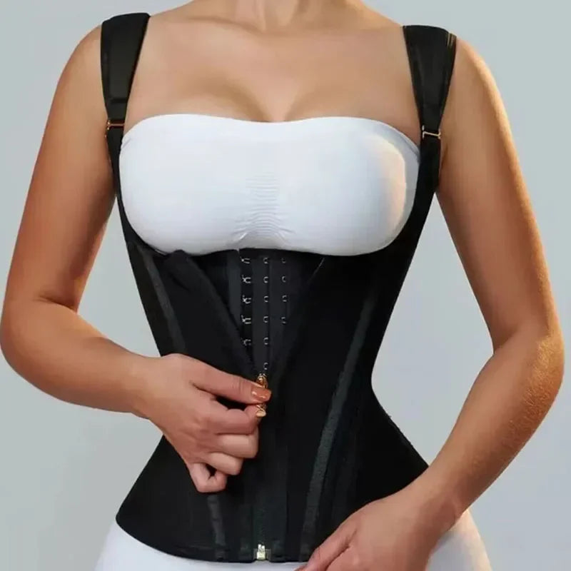 Fajas Colombianas Shapewear Women Double Compression Waist Trainer Corset Adjustable Zipper and Hook-eyes Flat Belly Body Shaper