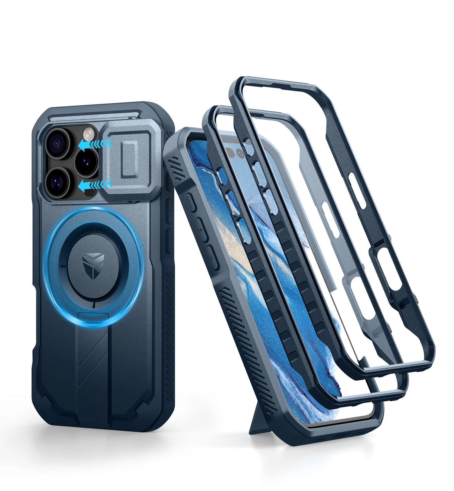 For iPhone 16 Pro Case with MagSafe Rugged Armor Shockproof  with Built-in Sliding Camera Cover Built-in Screen Protector holder