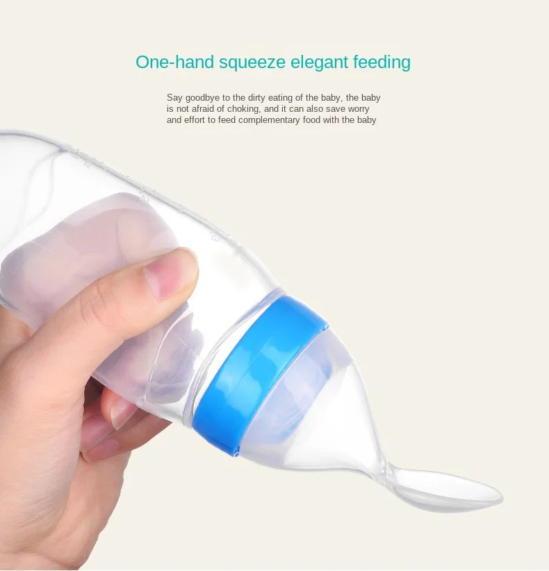 Squeezing Baby Feeding Bottle Silicone Newborn Baby Training Rice Spoon Infant Cereal Food Supplement Feeder Toddler Milk Bottle