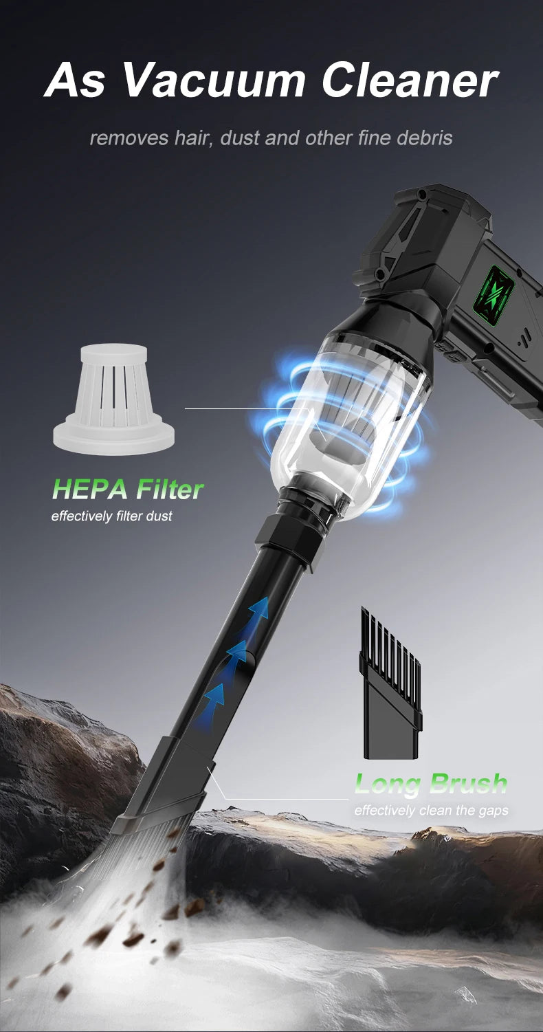 580000 RPM Powerful Violent Fan High-Speed Brushless Motor Air Blower Cordless Vacuum Cleaner Electric Snow Blower Led Lighting
