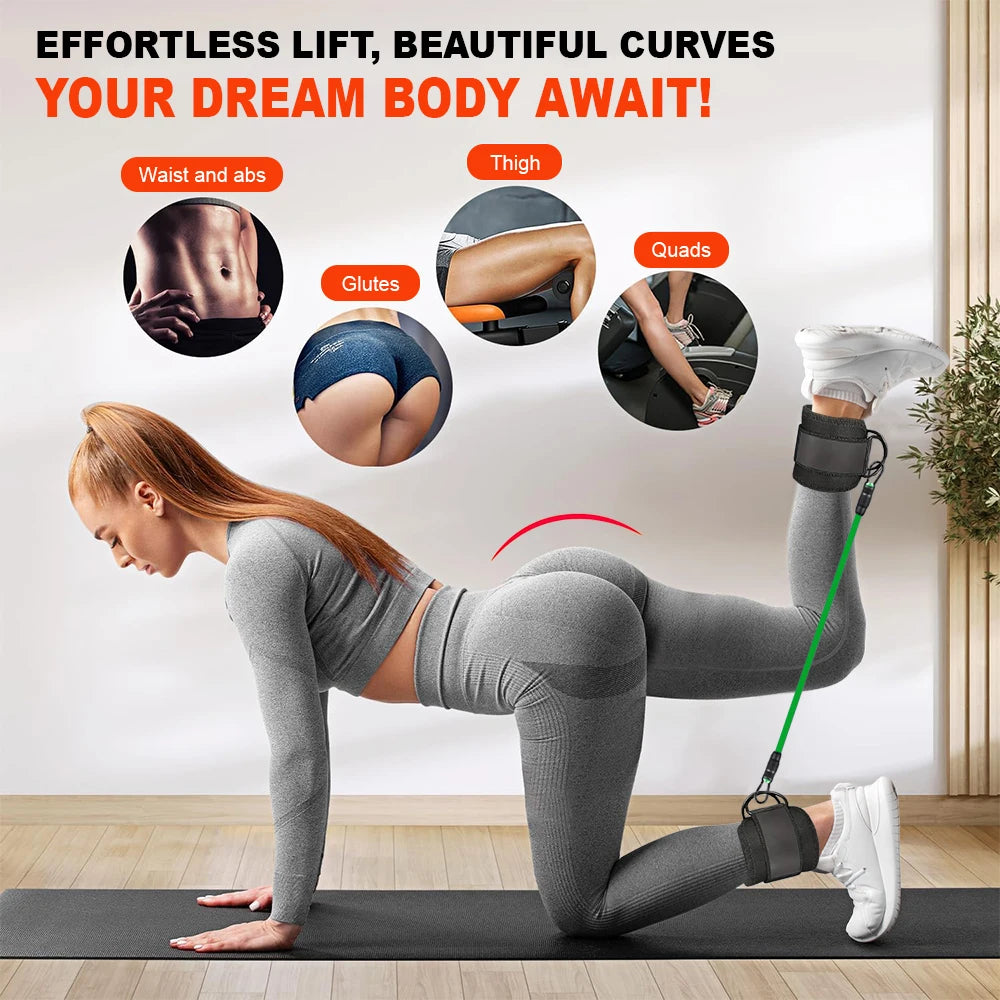Resistance Bands, Bands for Working Out with Cuffs,Glutes Workout Equipment, Butt Exercise Equipment for Women Legs and Glutes