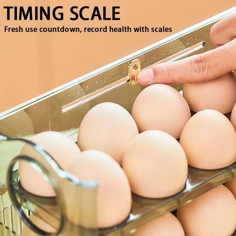 Self-Rolling Egg Dispenser – 2-Layer Clear Egg Storage Bin for Fridge Door