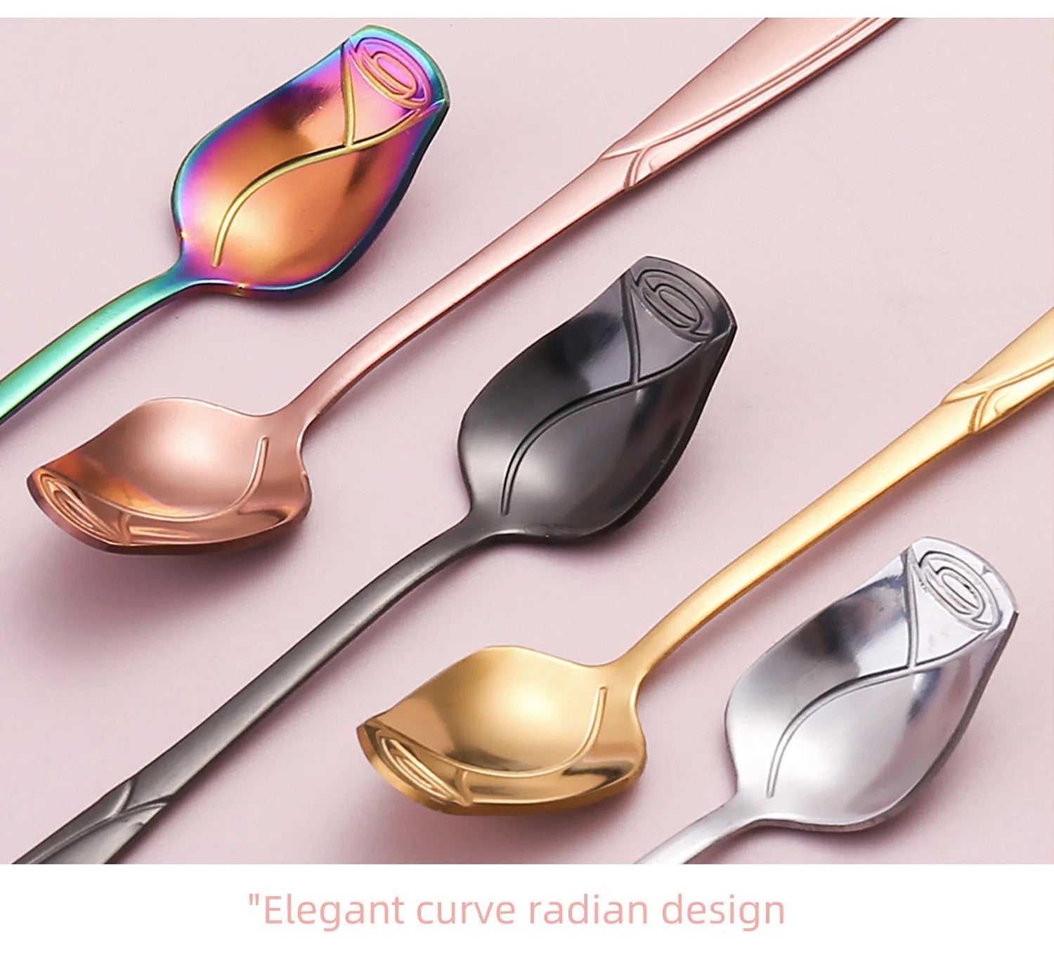 Stainless Steel Rose Coffee Spoon, Long Handle Mixing Spoon, Flower Design, Perfect for Tea, Dessert, Honey, Kitchen Accessories