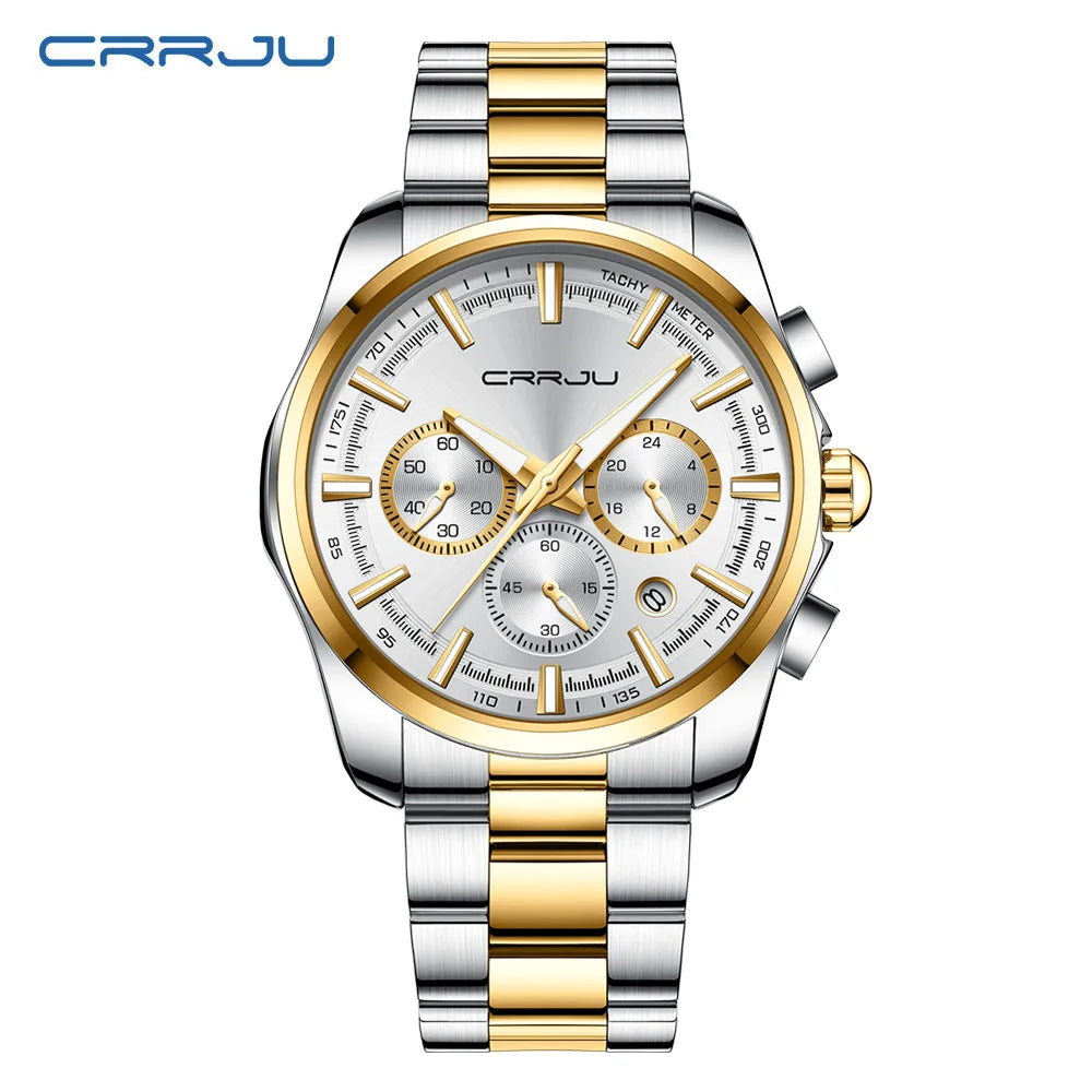 Men Watch Sports Casual Quartz Wristwatches with Chronograph Fashion Stainless Steel Auto Date Clock Male