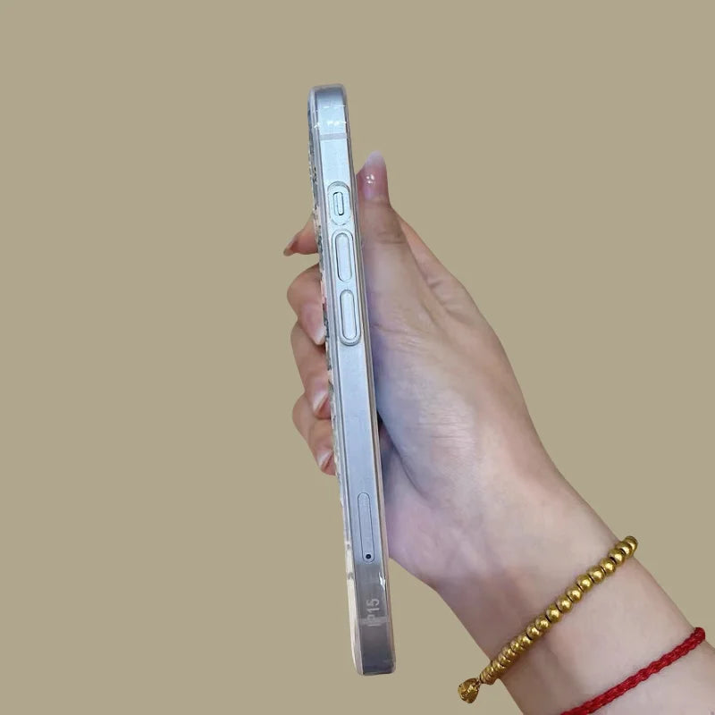 Flower Transparent Shockproof Phone Case for iPhone 16 15 14 Pro Max Plus