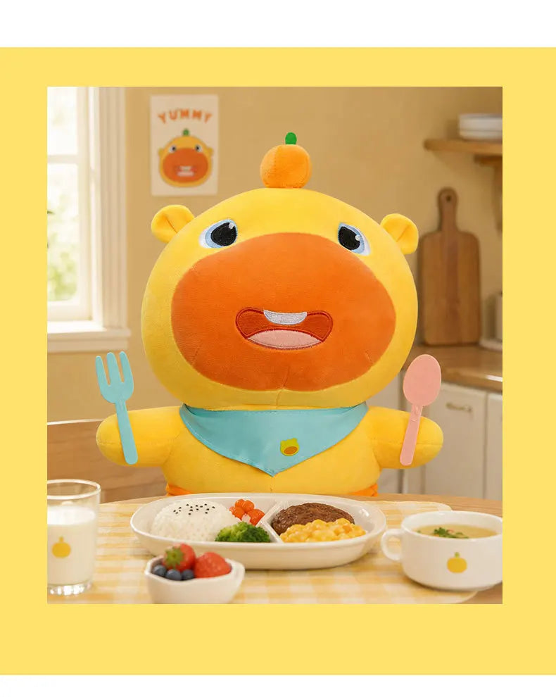Capybara Lulu Plush Toy With Fork Spoon Soft Stuffed Animal
