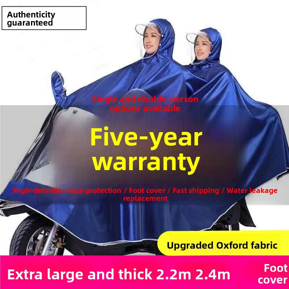Large Double Person Waterproof Motorcycle Rain Poncho with Foot Coverage