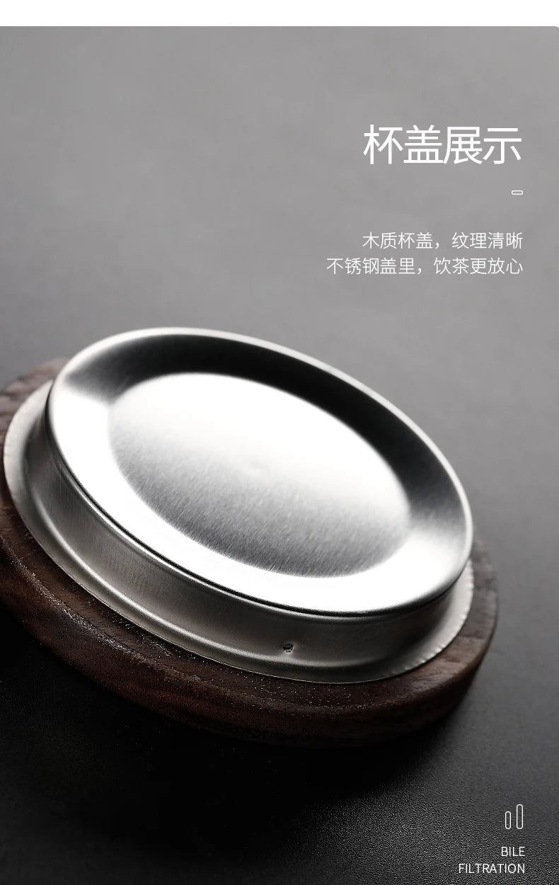 Heat Resistant Glass Teacup Strainers Wood Handle Lid Chinese Kung Fu Tea Set Ceremony High Boron Silicon Teawear Cups