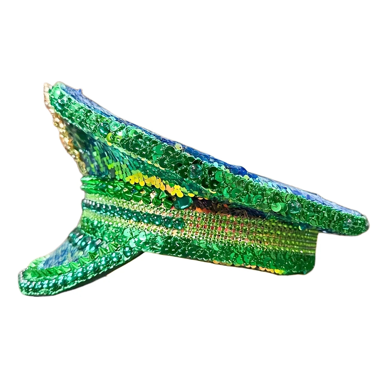 Green Rhinestone Wedding Festival Captain Hat Masquerade Military Cap Handmade Luxury Mucis Festiva lHen Do Hat Sergeant Hat