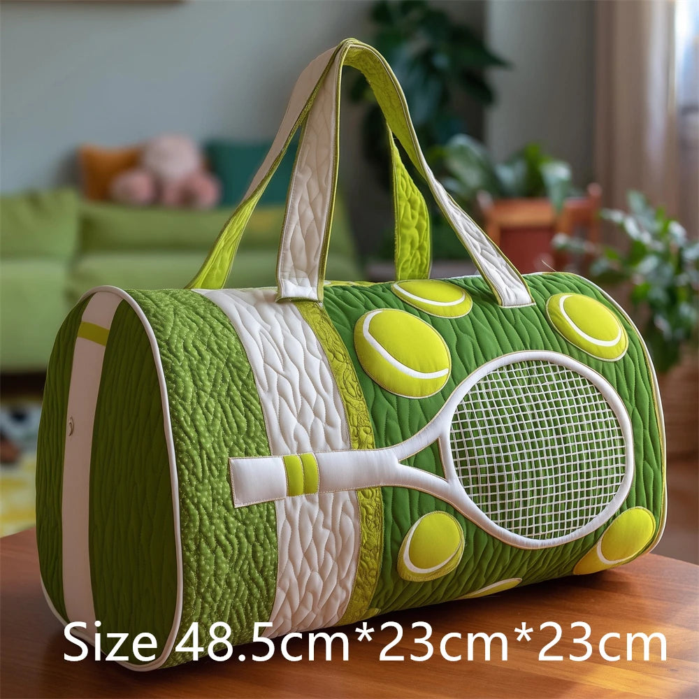 Tennis Racket 3D Printed Quilted Duffel Bag Large Capacity Sports Travel Gym Bag Fashion Weekender Overnight Bag for Men Women