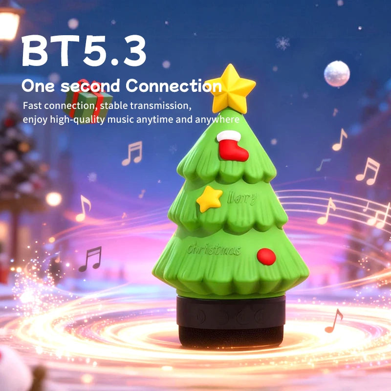 Christmas Eve Light Mini High Fidelity Bluetooth 5.3 Speaker TWS Connection Stereo Rechargeable LED Desk Lamp Christmas Gift