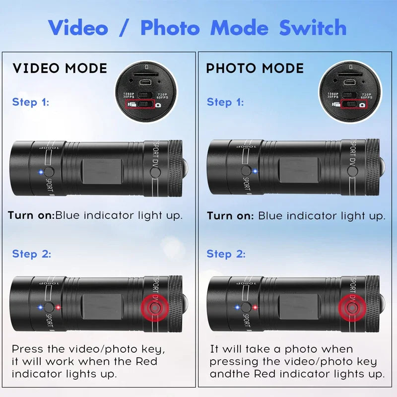 1080P Mini Sports Action Camera Waterproof Bicycle Motorcycle Helmet Cam Dash Cam Portable Outdoor Recording Device