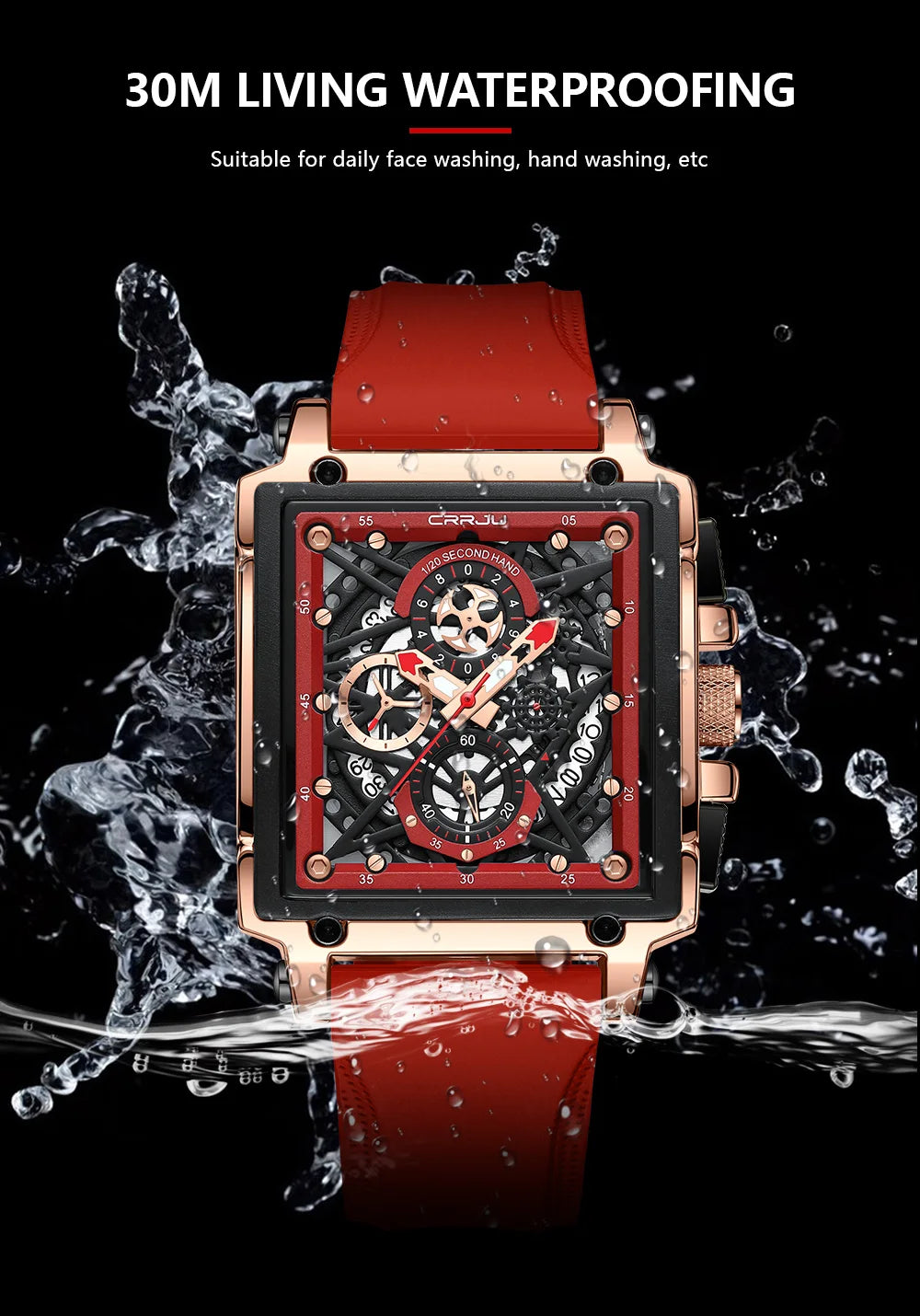 Men's Sports Chronograph Wrist Watch For Men Army Silicone strap Square Quartz Stop Watch Clock Man Relogios Masculino