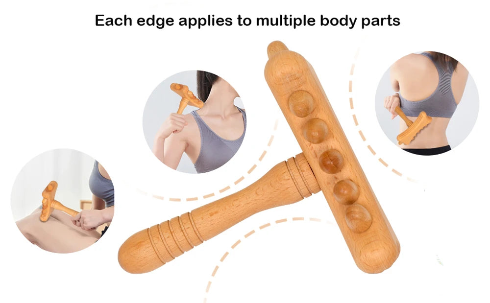 1 PC Wood Massage Stick Wooden Therapy Massage Tools, Home Gua Sha Lymphatic Drainage Tool,Relief Muscle Soreness Anti Cellulite