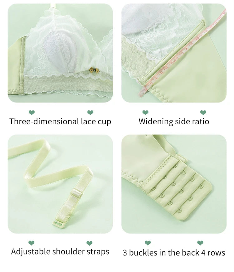 Women’s Lace Transparent Rabbit Ears Bra & Panties Set – Soft, Thin Push-Up Lingerie