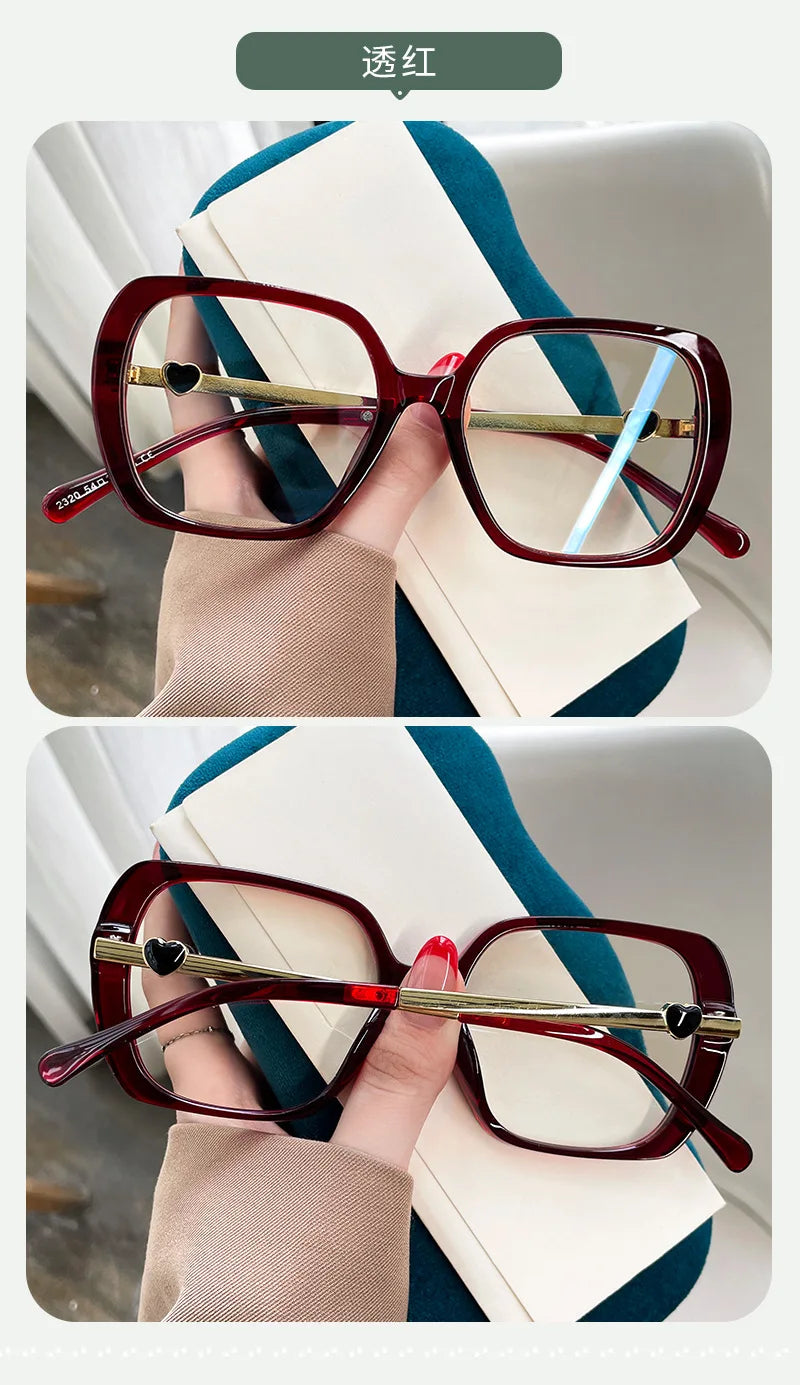 Big Size Woman Eyeglasses Ultra light TR90 White Eyewear Square Full Frame Optical Prescription Frames