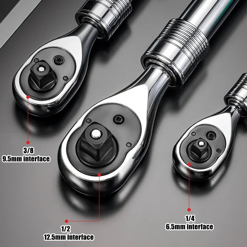 Telescopic Socket Ratchet Wrench for Automotive Repair Adjustable Head Ratchet Set 72 Tooth Quick Release Wrench Manual Tool