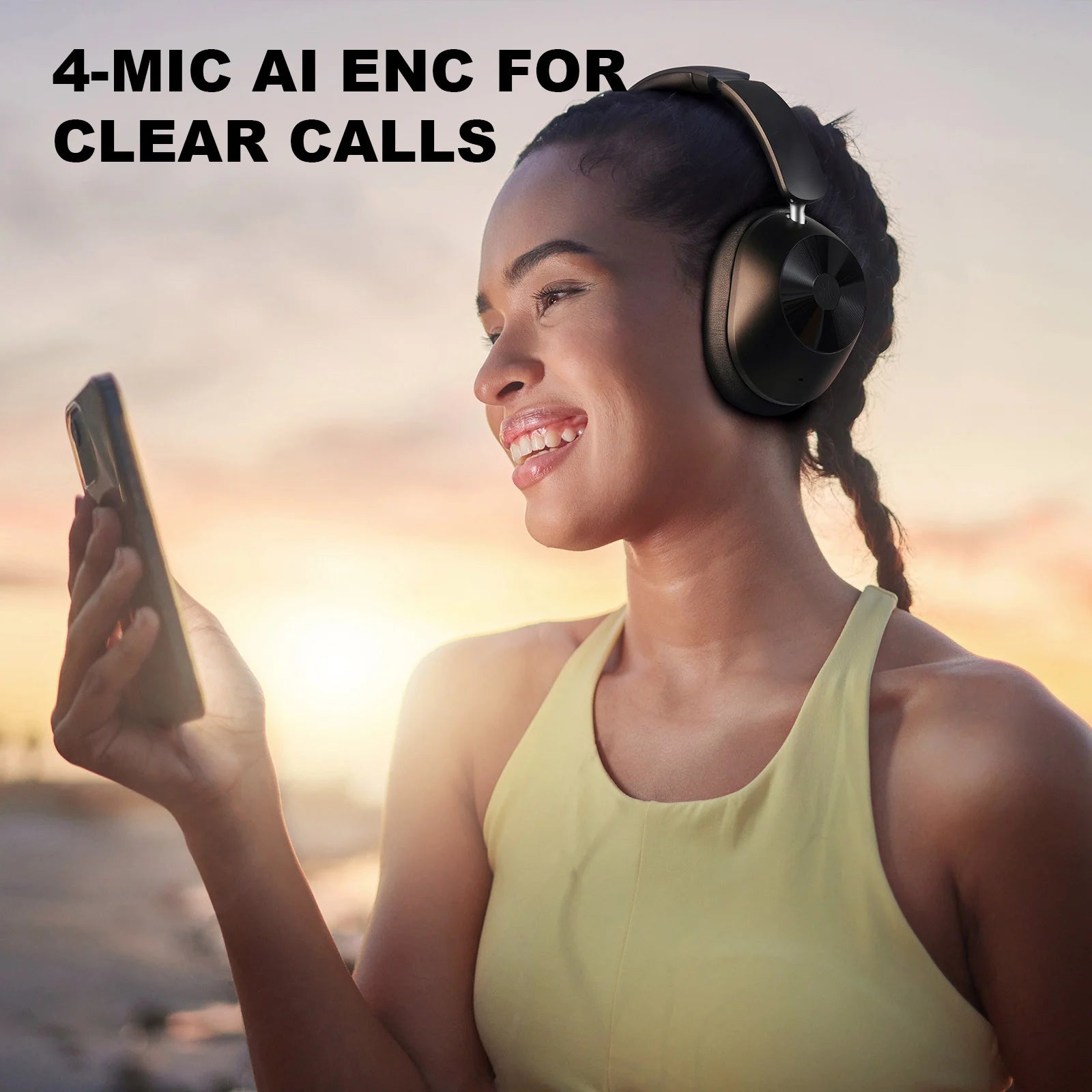 A5 Bluetooth 5.4 Headphones 43dB Hybrid Active Noise Cancelling Over Ear Wireless Headset Hi-Res LDAC Audio With ENC Mic