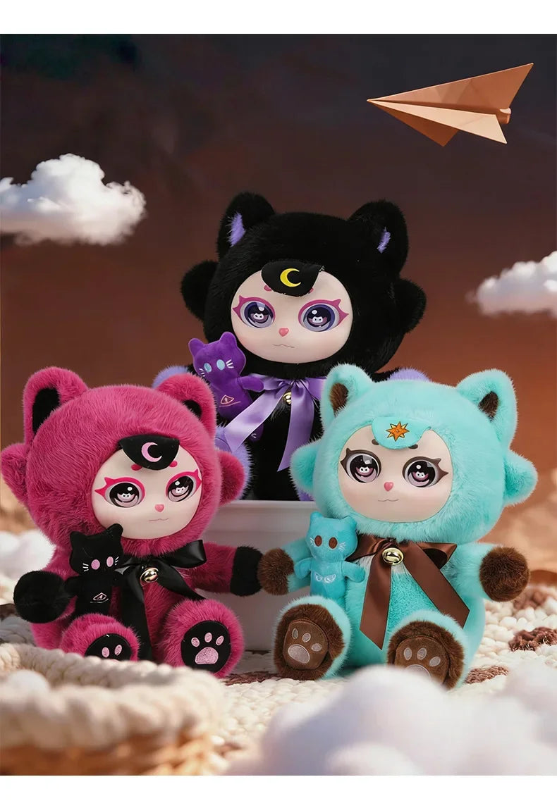 Purple Moon Ghost Cat Plush Toy With Mini Cat Pendant