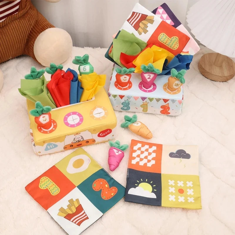 Toys 0 12 Month Tissue Box Pull Out Radish Toy Games s Fine Motor Skills Toys Montessori Early Learning Sensory Toy