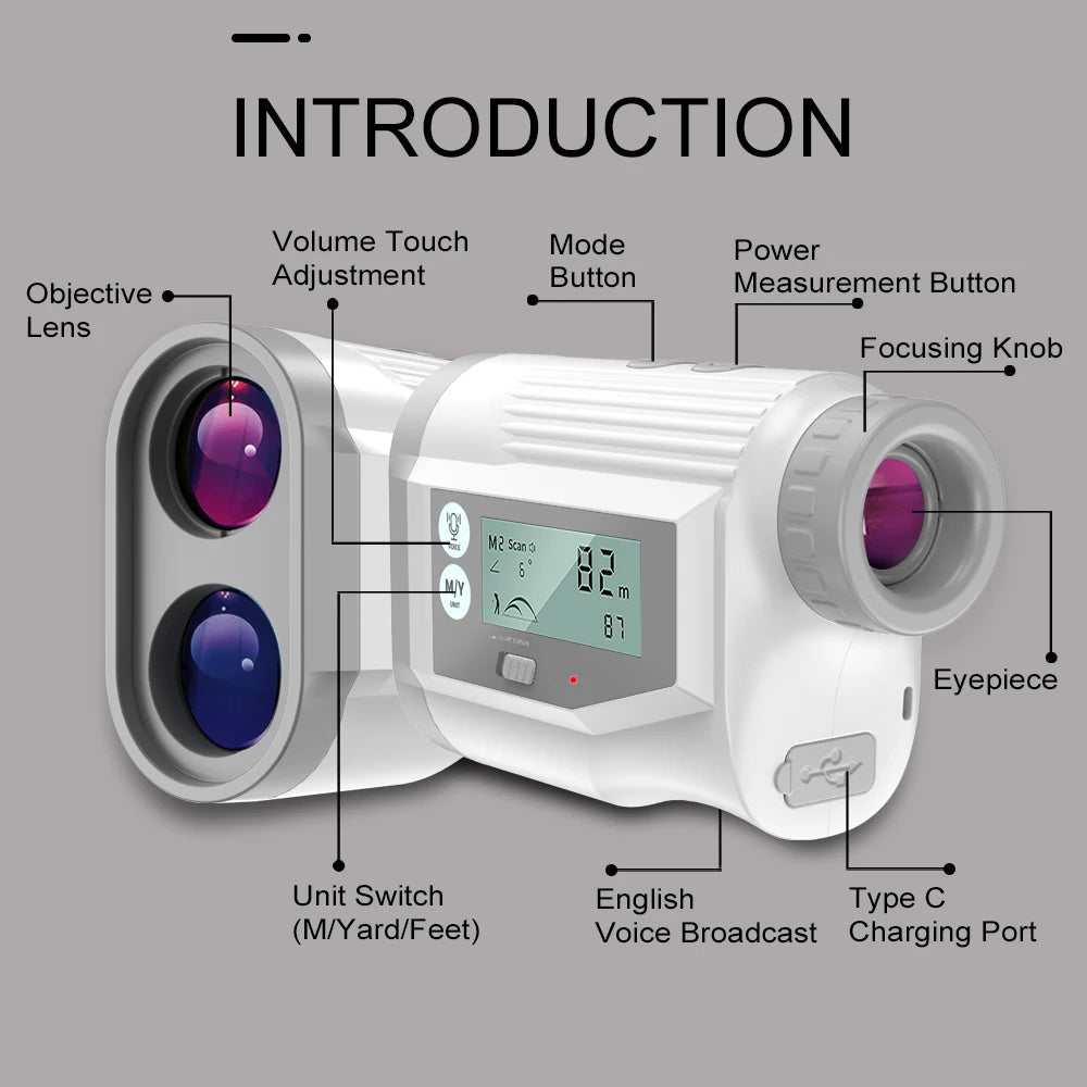 Golf Laser Rangefinder Distance Meter with Slope Compensation Monocular Telescope For Hunting Golf