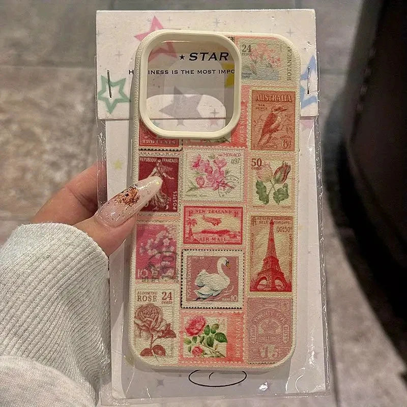 Vibrant Retro Stamp Lichee Design Phone Case For iPhone 17 16 15 14 Pro Max Plus Air 16 Plus 16E Shockproof Cover