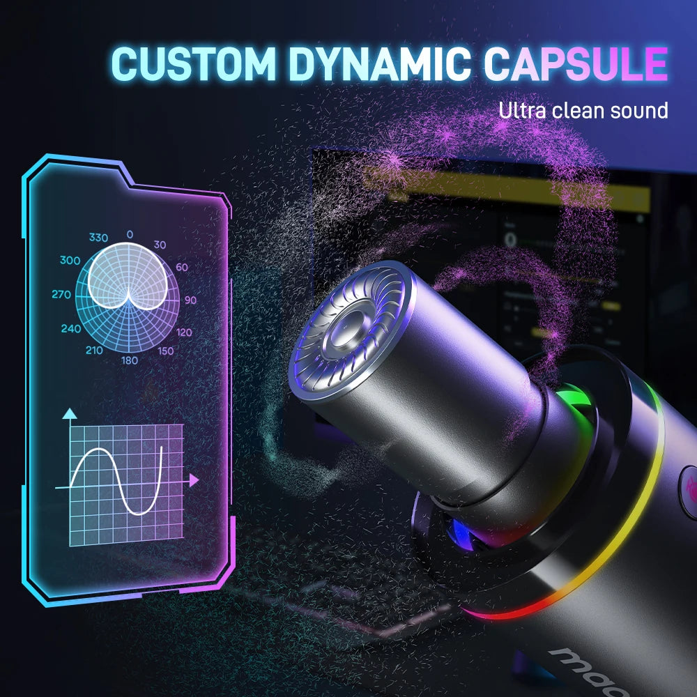 XLR USB Dynamic Microphone For Gaming Recording Streaming Youtube Metal Mic With Software Tap-to-Mute Gain Knob PD200X