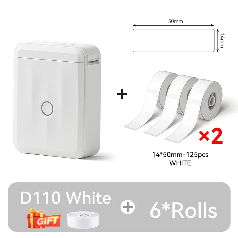 D110 Mini Thermal Label Printer, Bluetooth Portable Pocket Sticker Maker 12–15mm Inkless Label Printer for Home Organization