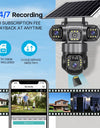Solar Camera With 4G Sim Outdoor 3 Lens 3 Screen 10X Zoom PIR Human Detect Cam Waterproof Night Vision CCTV Security Protection