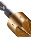 6PCS 1/4'' Countersink Drill Bit Set Hex Shank HSS 5 Flute Countersink 90 Degree Wood Chamfering Cutter Chamfer Tools 6mm-19mm