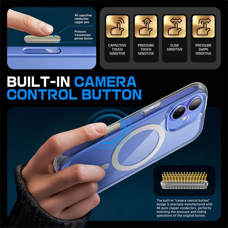 For iPhone 16 Plus Case with Camera Control Capture Button UB Mag Slim Clear Shockproof  MagSafe Phone Case
