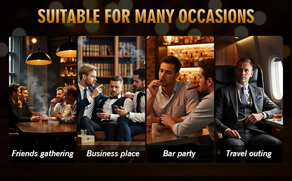 Cigar Cutter,5 in 1 Cigar Cutter Set,Built-in Cigar V Cutter, Flat Cutter, Cigar Punch, Cigar Draw Enhancer and Cigar Holder